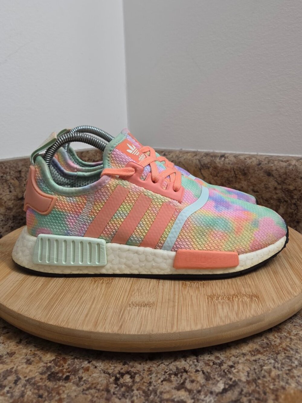 Adidas Nmd R1 Womens Orange Tie Dye Sneakers Size 7